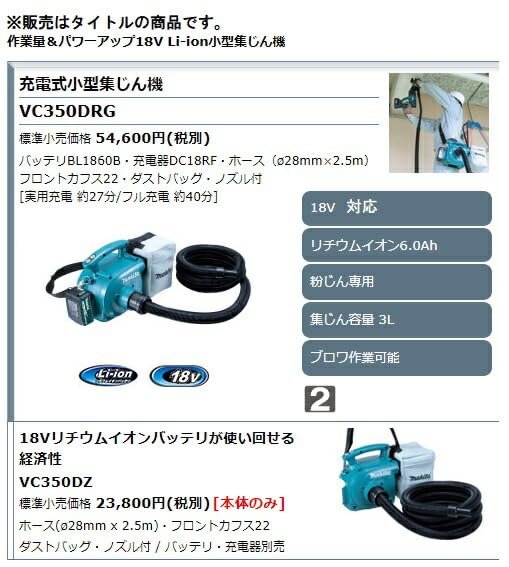 ☆マキタ☆18V 充電式小型集じん機 美品 VC350D 本体のみ ショルダ
